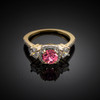Gold Pink Zirconia Diamond Engagement Ring
