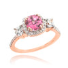 Rose Gold Pink Zirconia Diamond Engagement Ring