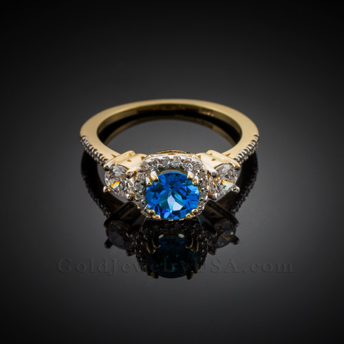 Gold Topaz Diamond Engagement Ring