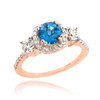 Rose Gold Topaz Diamond Engagement Ring