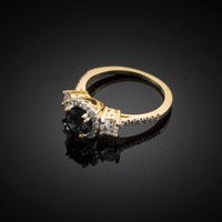 Gold Black Diamond Engagement Ring