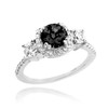 White Gold Black Diamond Engagement Ring