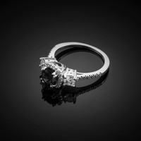 White Gold Black Diamond Engagement Ring