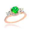 Rose Gold Emerald Diamond Engagement Ring