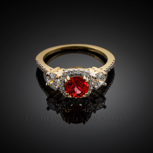 Gold Ruby Diamond Engagement Ring
