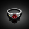 White Gold Ruby Halo Diamond Engagement Ring