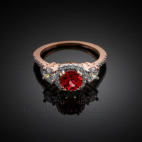 Rose Gold Ruby Diamond Engagement Ring
