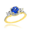 Gold Sapphire Diamond Engagement Ring