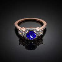 Rose Gold Sapphire Diamond Engagement Ring