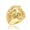 Men's Solid Gold Lion Head Ring
