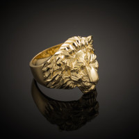 Men's Solid Gold Lion Head Ring