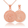 Rose Gold US Army Reversible St. Michael Pendant Necklace