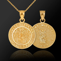 Gold US Air Force Reversible St. Michael Pendant Necklace