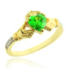 Gold Claddagh CZ Birthstone Ring with Diamonds
