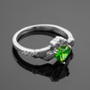 White Gold Claddagh CZ Birthstone Ring with Diamonds