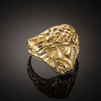 Gold Jesus Face Diamond Cut Ring