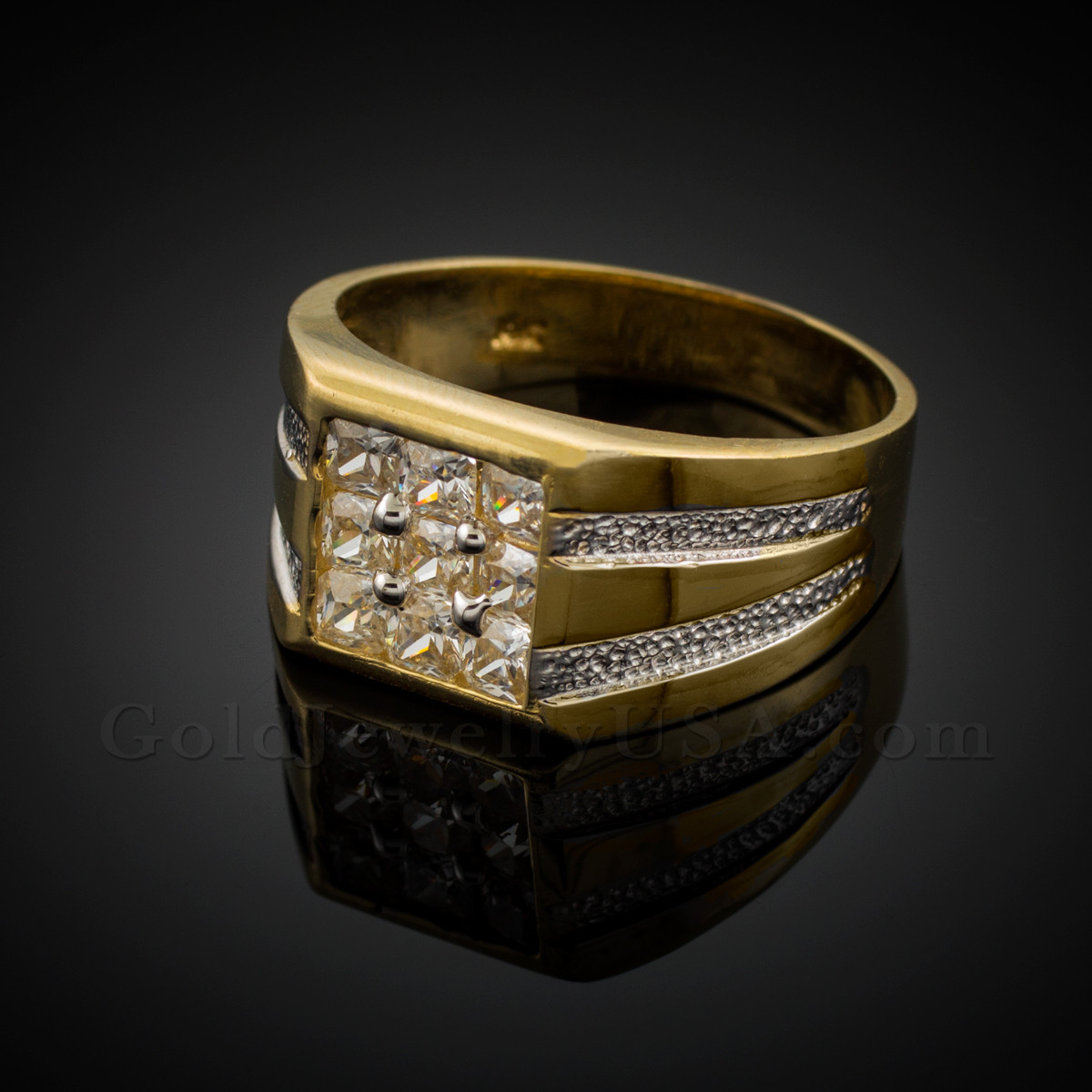 mens square top wedding ring