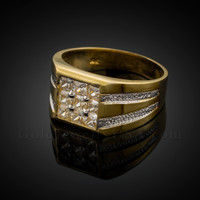 Men's Gold Square Top CZ Ring