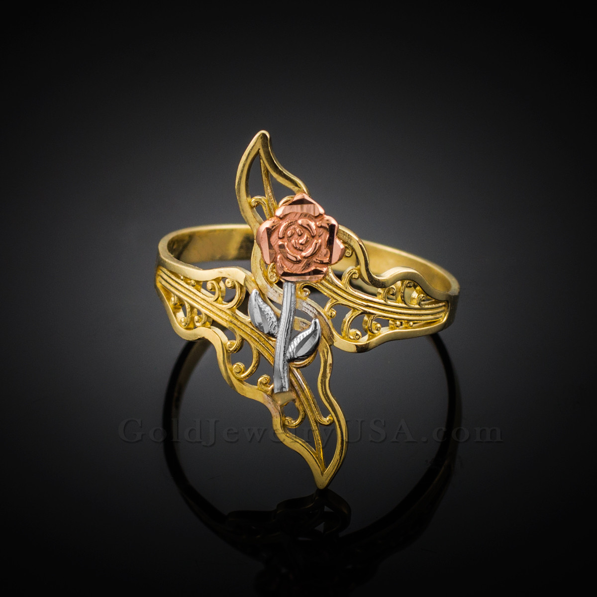 Rose gold filigree on sale ring