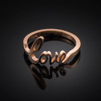 Solid Rose Gold "Love" Script Ring