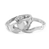 2pc White Gold Classic Claddagh Engagement Ring Band