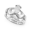 2pc White Gold Classic Claddagh Engagement Ring Band