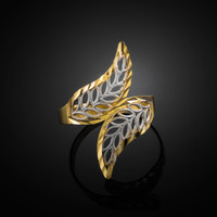 Two-Tone Gold Diamond Cut Filigree Ring