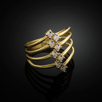 Gold Four-Band CZ Ring