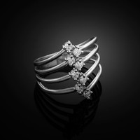 White Gold Four-Band CZ Ring