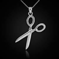 White Gold Scissor Pendant Necklace