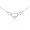 14K White Gold Triple Heart with CZ