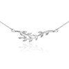 14K White Gold Olive Branches Necklace