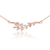 14K Rose Gold Olive Branch Necklace with Diamonds