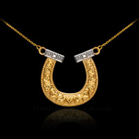 14k Two-Tone Gold Diamond Horseshoe Necklace