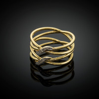 Gold Dainty Double Infinity Orbit Ring with Diamonds