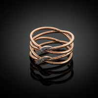 Rose Gold Dainty Double Infinity Orbit Ring with Diamonds