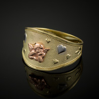 Gold Angel Hearts Ring