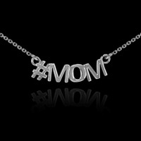 14k White Gold #MOM Necklace