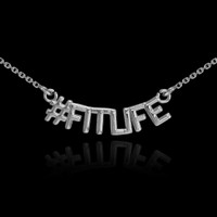 14k White Gold #FITLIFE Necklace