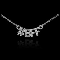 14k White Gold #BFF Necklace