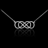 14K White Gold Double Knot Infinity Necklace