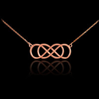 14K Rose Gold Double Knot Infinity Necklace