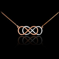 14K Two-Tone Rose Gold Double Knot Infinity Necklace
