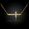 Sideways cross necklace with diamonds