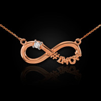 14K Rose Gold Infinity #1MOM CZ Birthstone Necklace