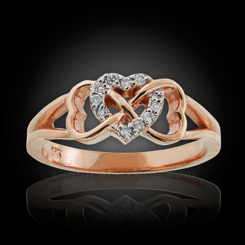 Rose gold infinity heart diamond ring