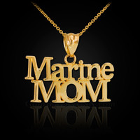Gold Marine Mom Pendant Necklace