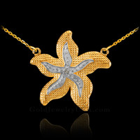 14k Two-Tone Gold Diamond Starfish Necklace
