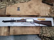 Henry Evil Roy Frontier Carbine in .22 S/L/LR, Nickel and Walnut, H001TER