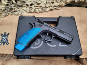 CZ USA CZ-75 SP-01 Competition with Blue Aluminum Grips.